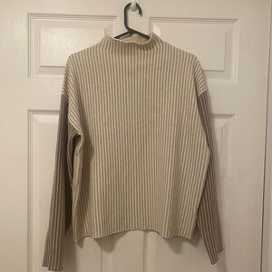 Tan and brown striped mock neck sweater